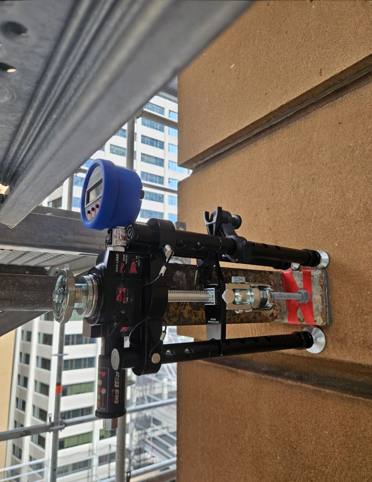 Anchor testing device on the Lands Department building